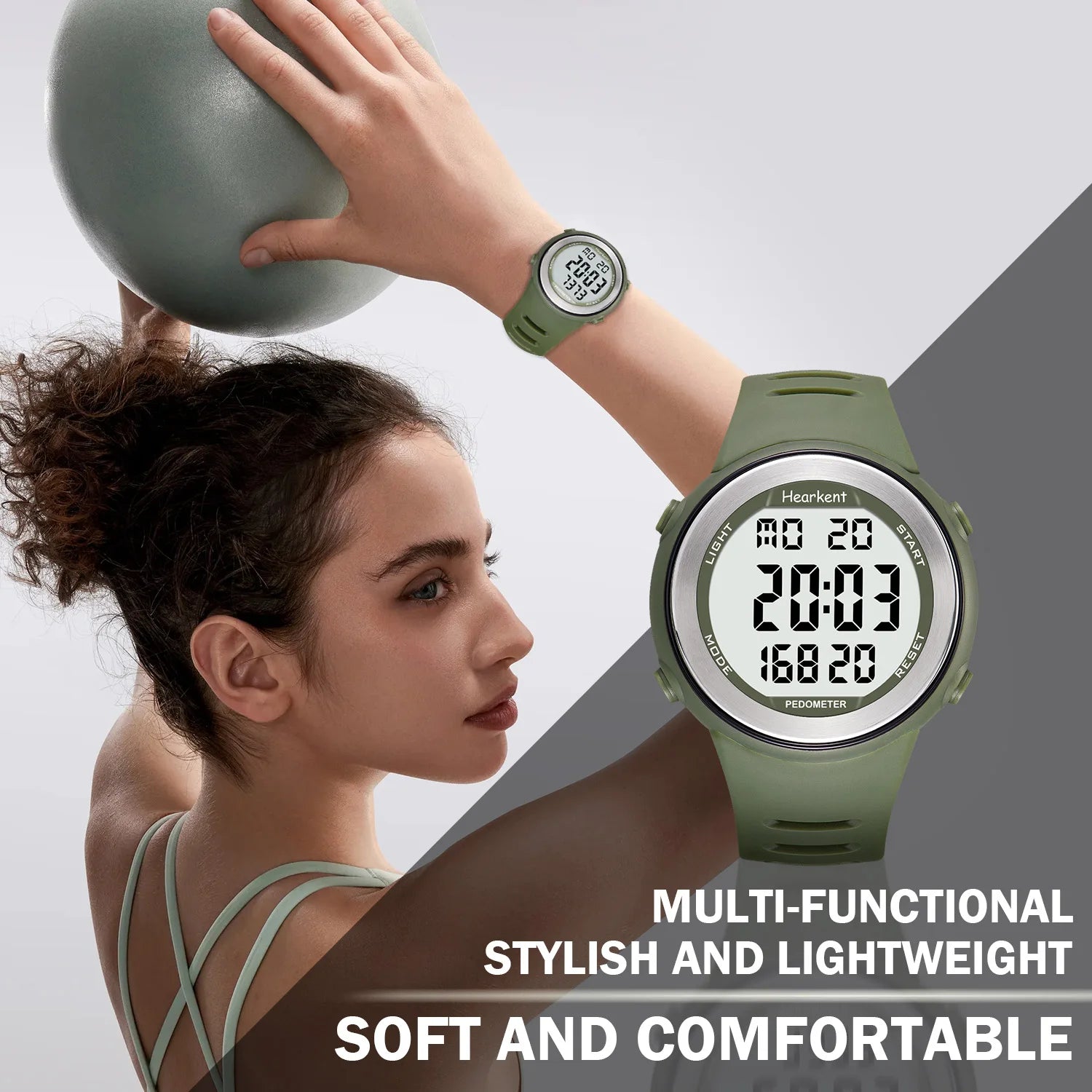 Hearkent Pedometer Watch Men Waterproof Step Counter Calorie Tracker Women Back Light Display Countdown Digital Sport Watches