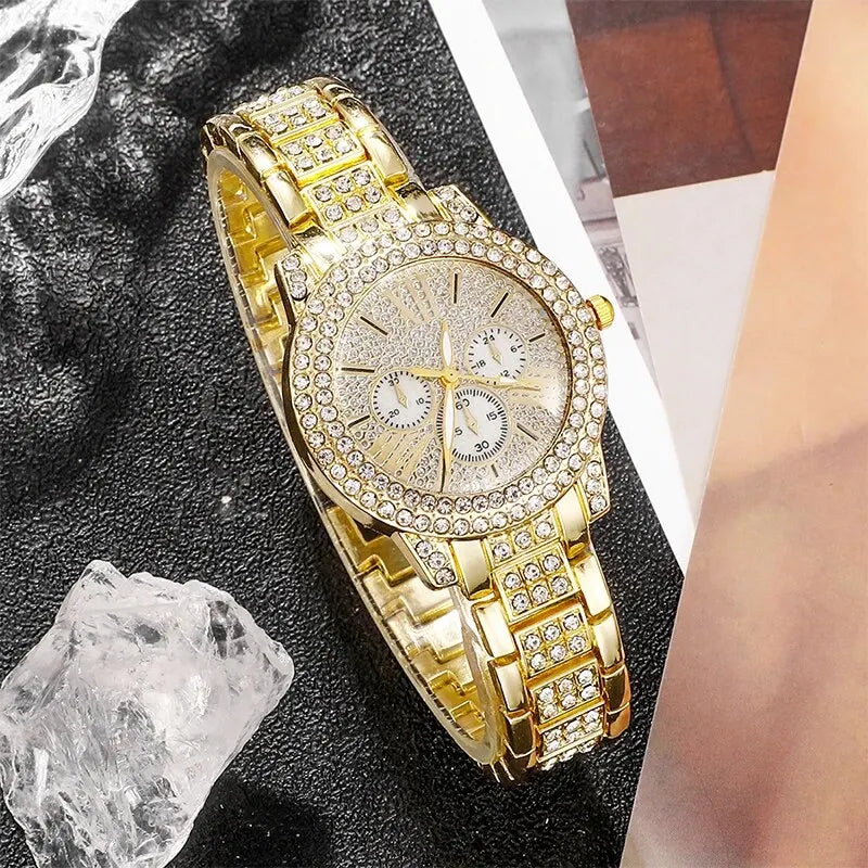 GoldenAura Jewelry Watch Set