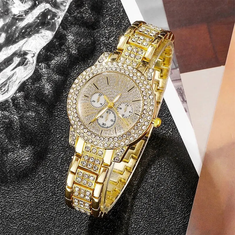 GoldenAura Jewelry Watch Set