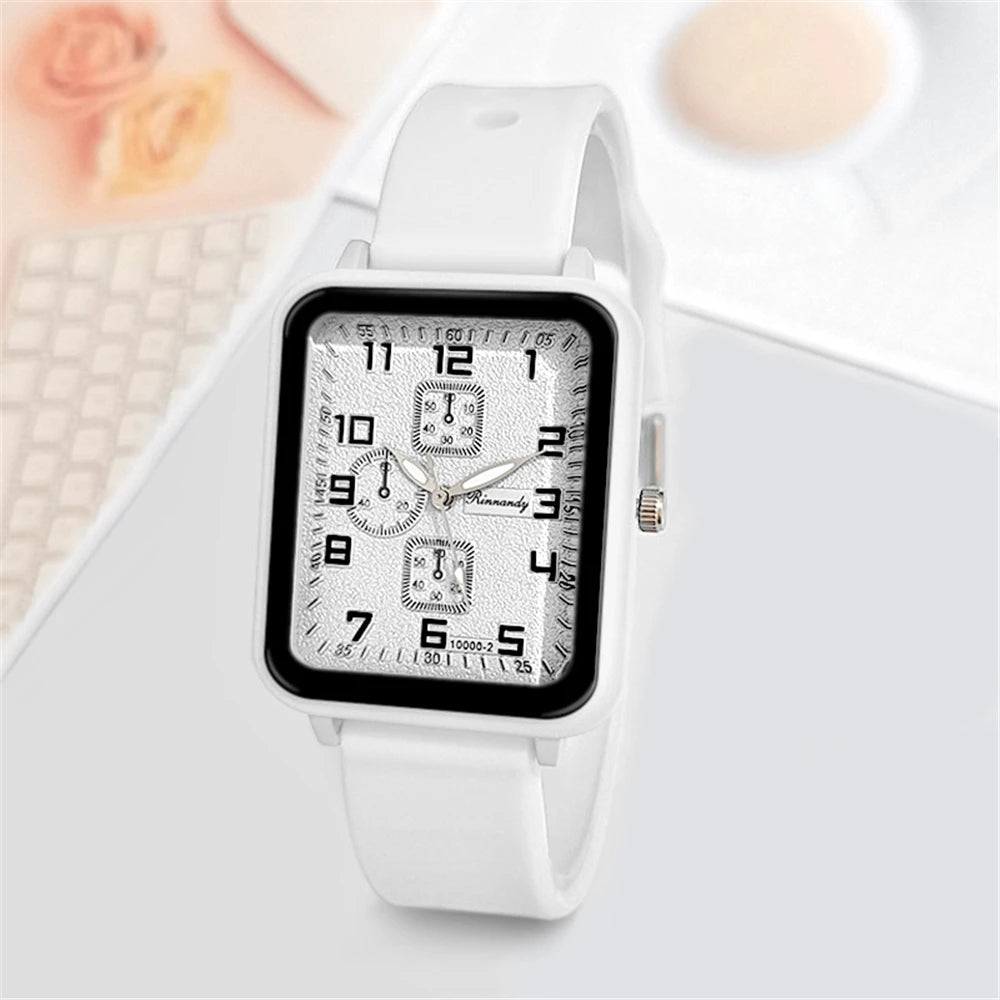 Ladies 2025 New Fashion Brand Watches Sports Square Women Quartz Watch Safety Blue silicone strap Dress Gift Clock Wristwatches