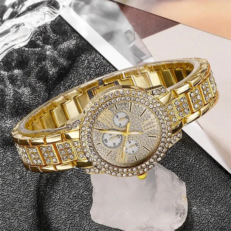 GoldenAura Jewelry Watch Set