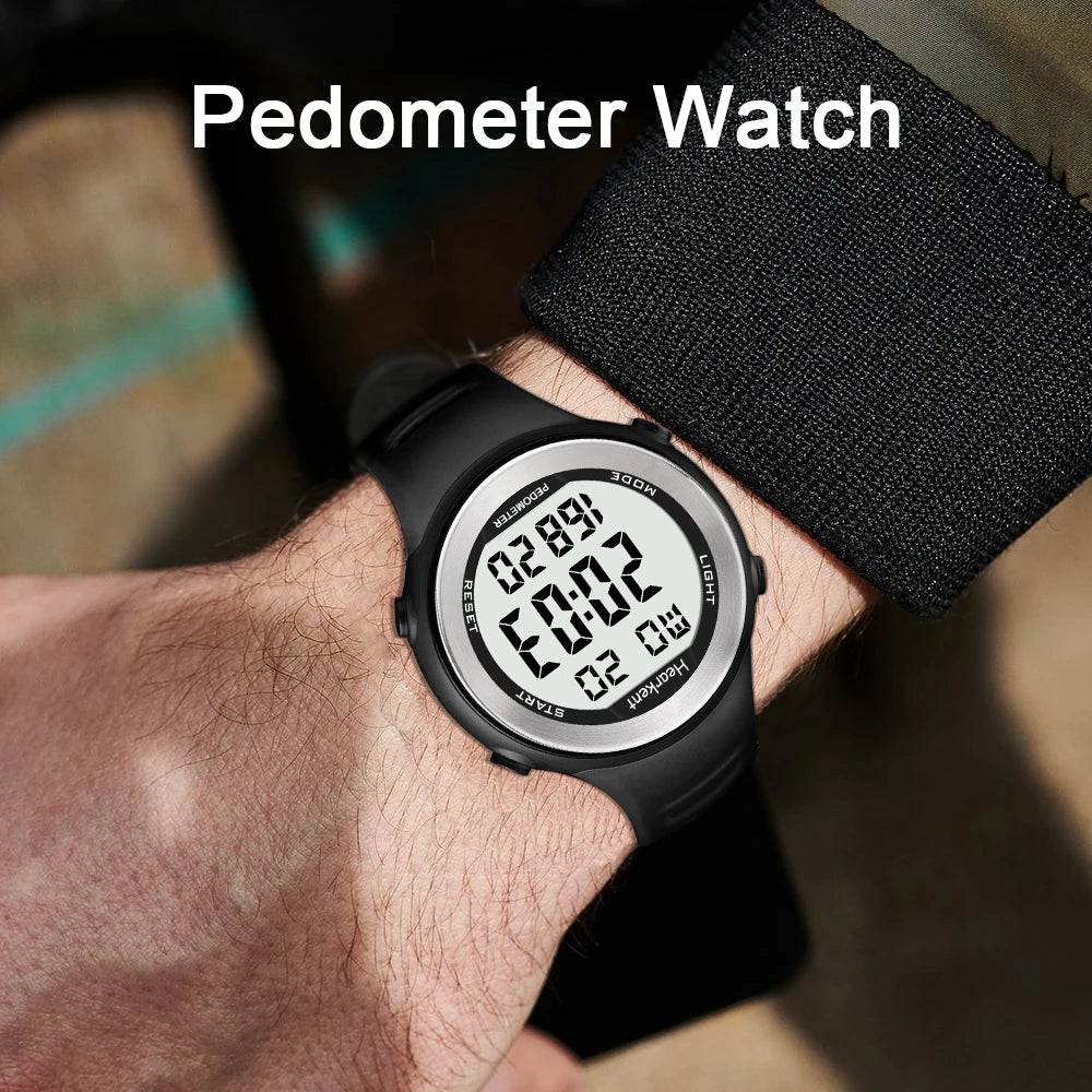 Hearkent Pedometer Watch Men Waterproof Step Counter Calorie Tracker Women Back Light Display Countdown Digital Sport Watches