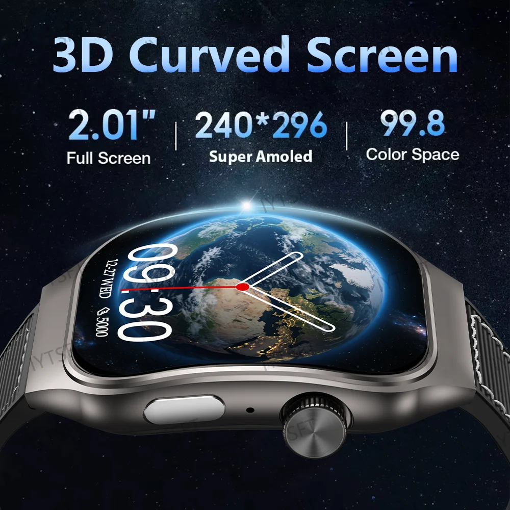 LAXASFIT 2.01 Inch Curved Screen Men's Smart Watch Bluetooth 5.3 HD Call Multiple Sports Modes Woman Watch Gift