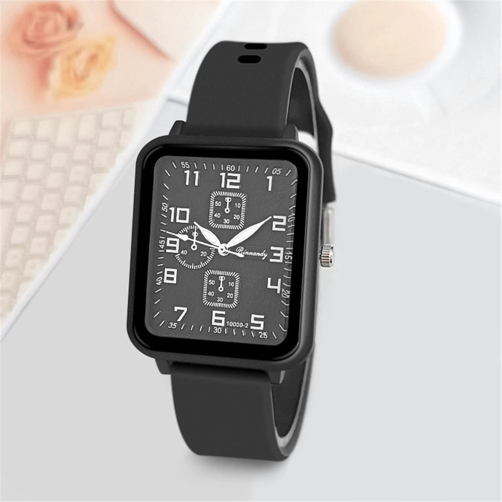 Ladies 2025 New Fashion Brand Watches Sports Square Women Quartz Watch Safety Blue silicone strap Dress Gift Clock Wristwatches