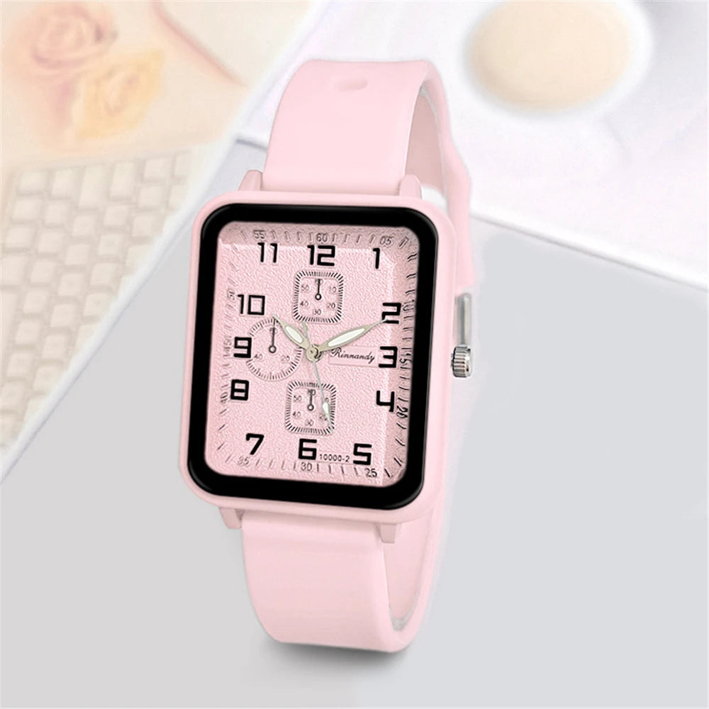 Ladies 2025 New Fashion Brand Watches Sports Square Women Quartz Watch Safety Blue silicone strap Dress Gift Clock Wristwatches