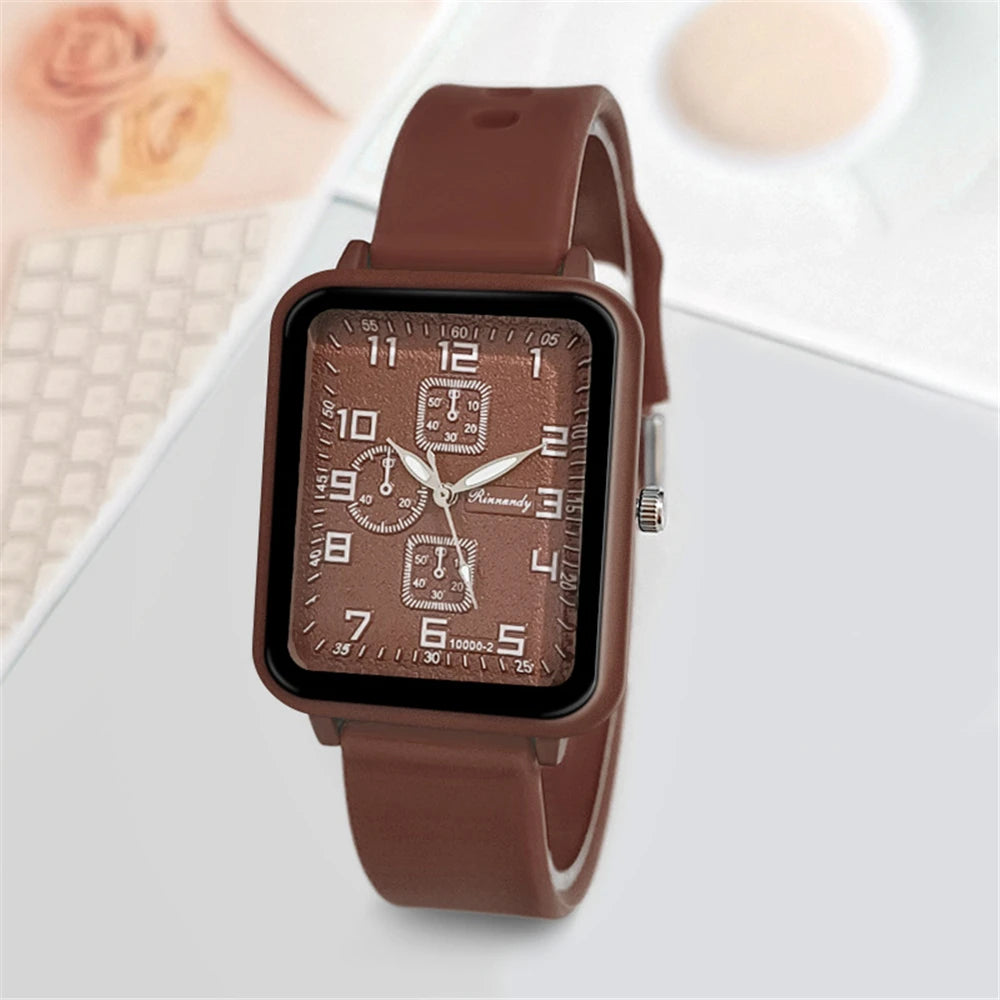 Ladies 2025 New Fashion Brand Watches Sports Square Women Quartz Watch Safety Blue silicone strap Dress Gift Clock Wristwatches
